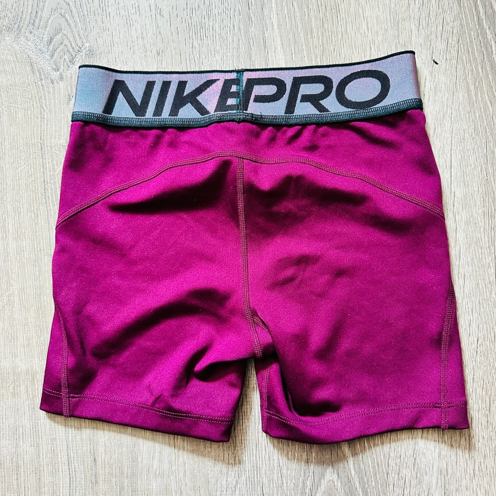 Nike Pro Girl's Kids Large Purple Compression Shorts Sangria HV0310-610 Shorts - Picture 3 of 9